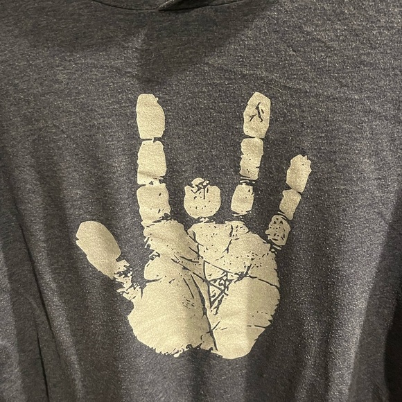 Bella Canvas Blue Jerry Garcia Hand Hoodie T-Shirt - Picture 2 of 4